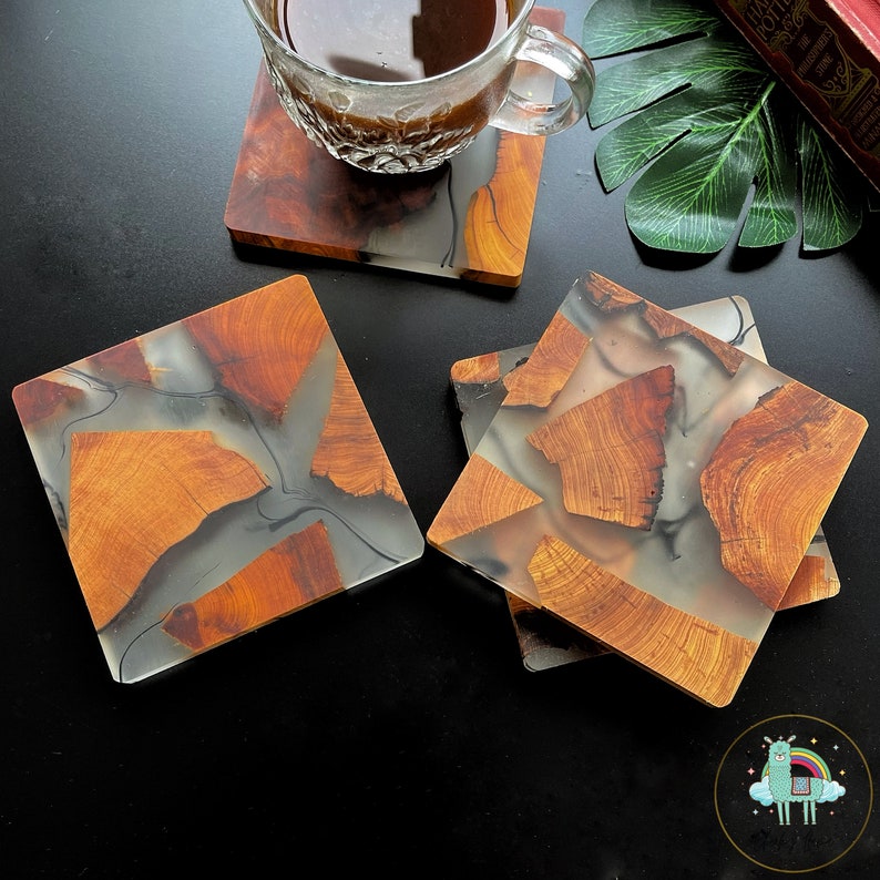 Epoxy Coasters Placemats Wooden Resin Coasters 8cm 9cm 10cm Etsy