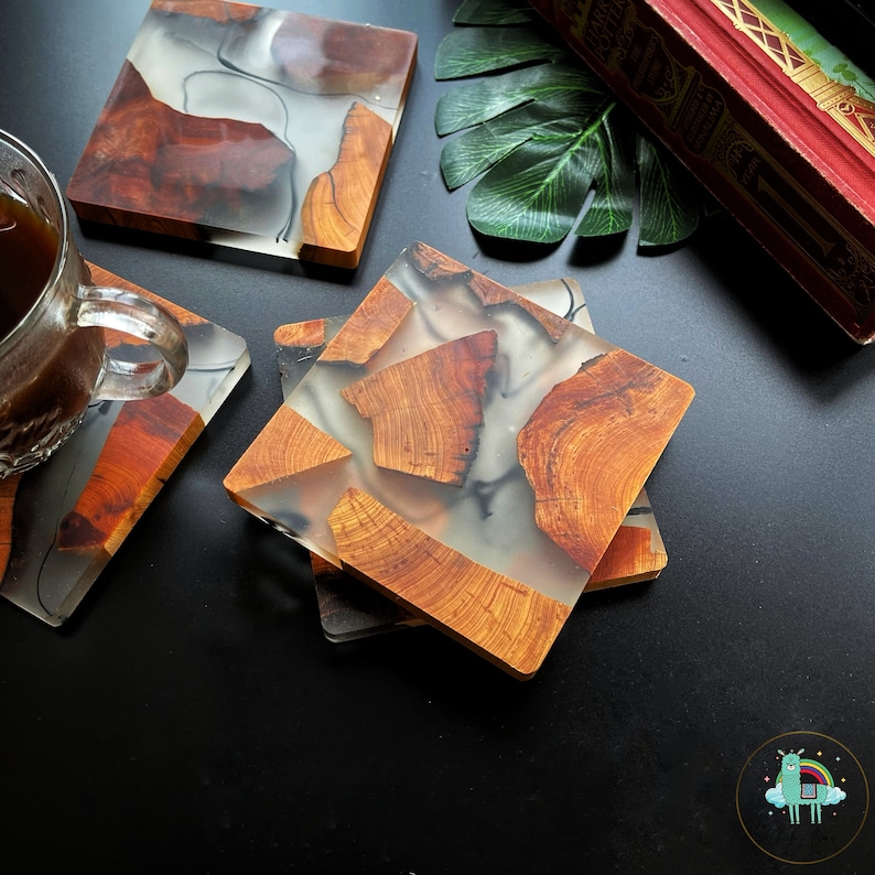 Epoxy Coasters Placemats Wooden Resin Coasters 8cm 9cm 10cm Etsy