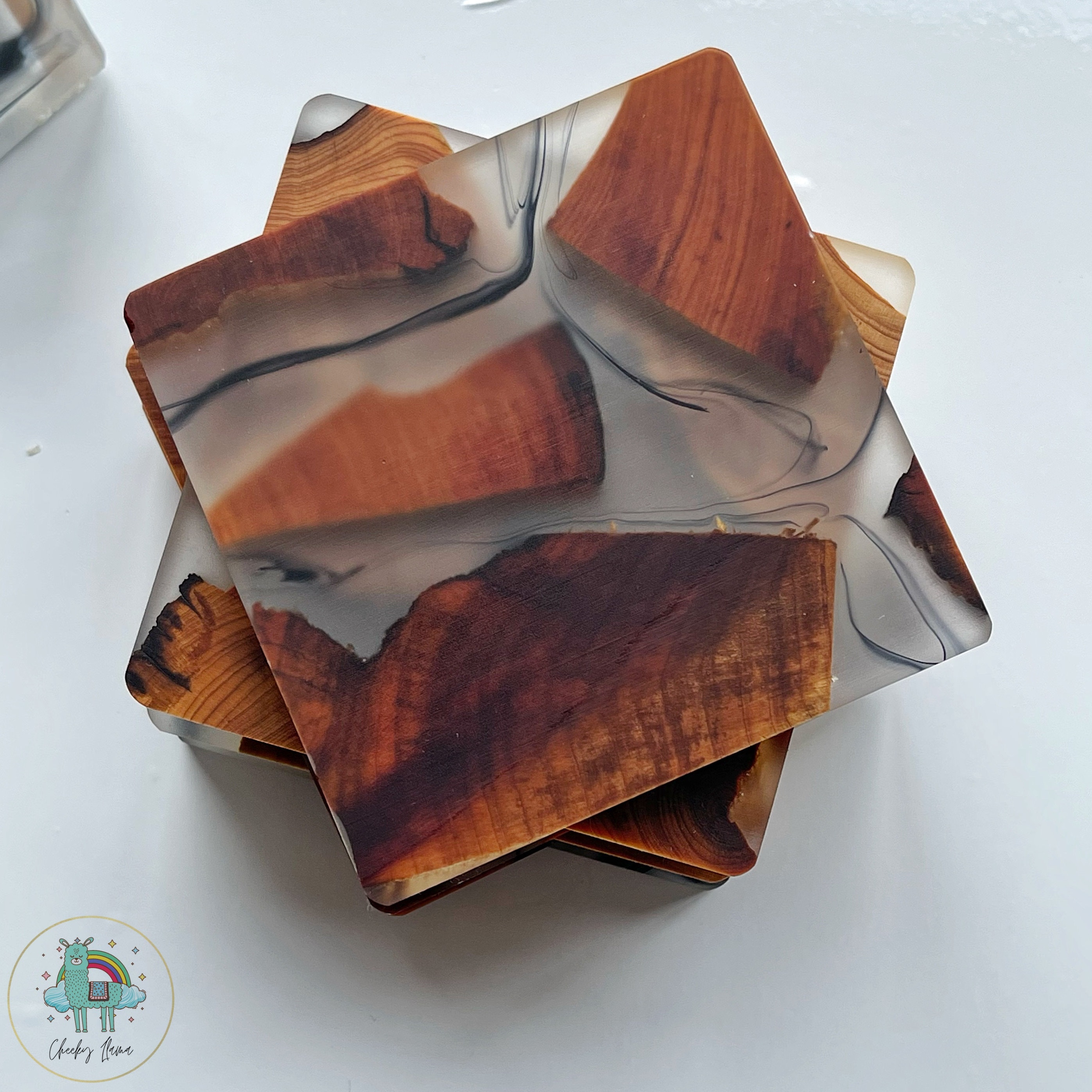 Epoxy Coasters Placemats Wooden Coasters Resin Square Etsy