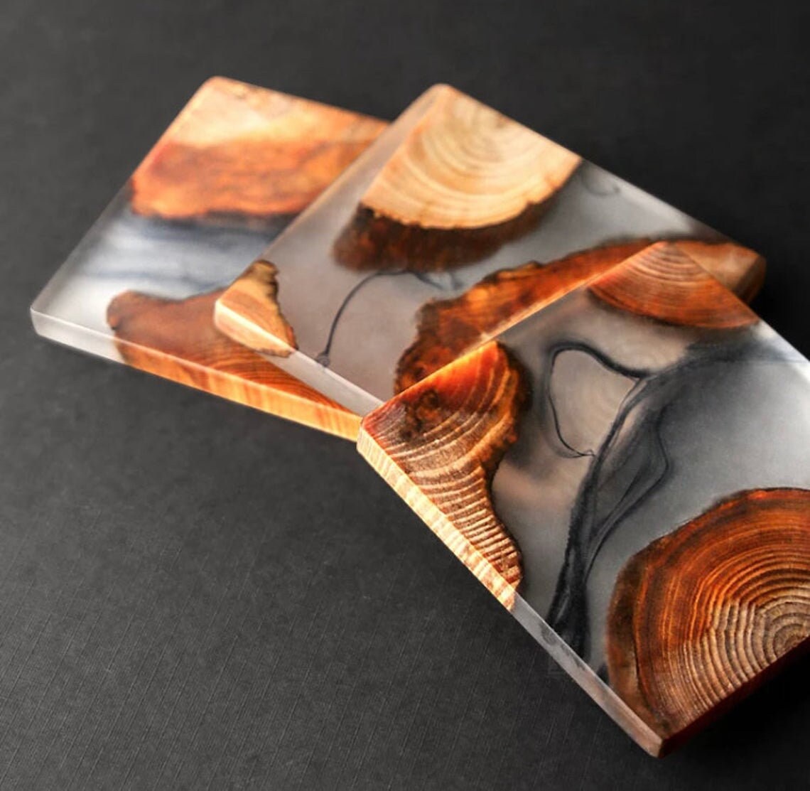 Wooden Coasters Resin Epoxy Coasters Placemats Square Etsy