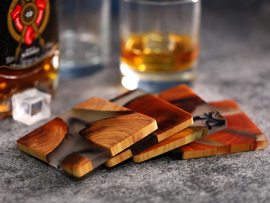 Epoxy Coasters Placemats Wooden Resin Coasters 8cm 9cm 10cm Etsy