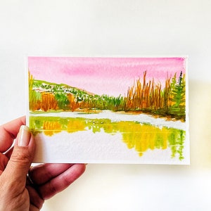 Art abstrait original de mur de désert, carte postale faite à la main, décor à la maison, peinture d'aquarelle, lettrage, cadeaux sous 25, personnalisé, calligraphie