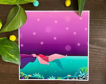 Swimming in the Summer - Printed Illustration
