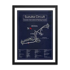 Poster Suzuka Racing Course - Suzuka Circuit - F1 - Digital Art - Blueprint Vertical - Vintage Wall Art - Wall Print - Printable