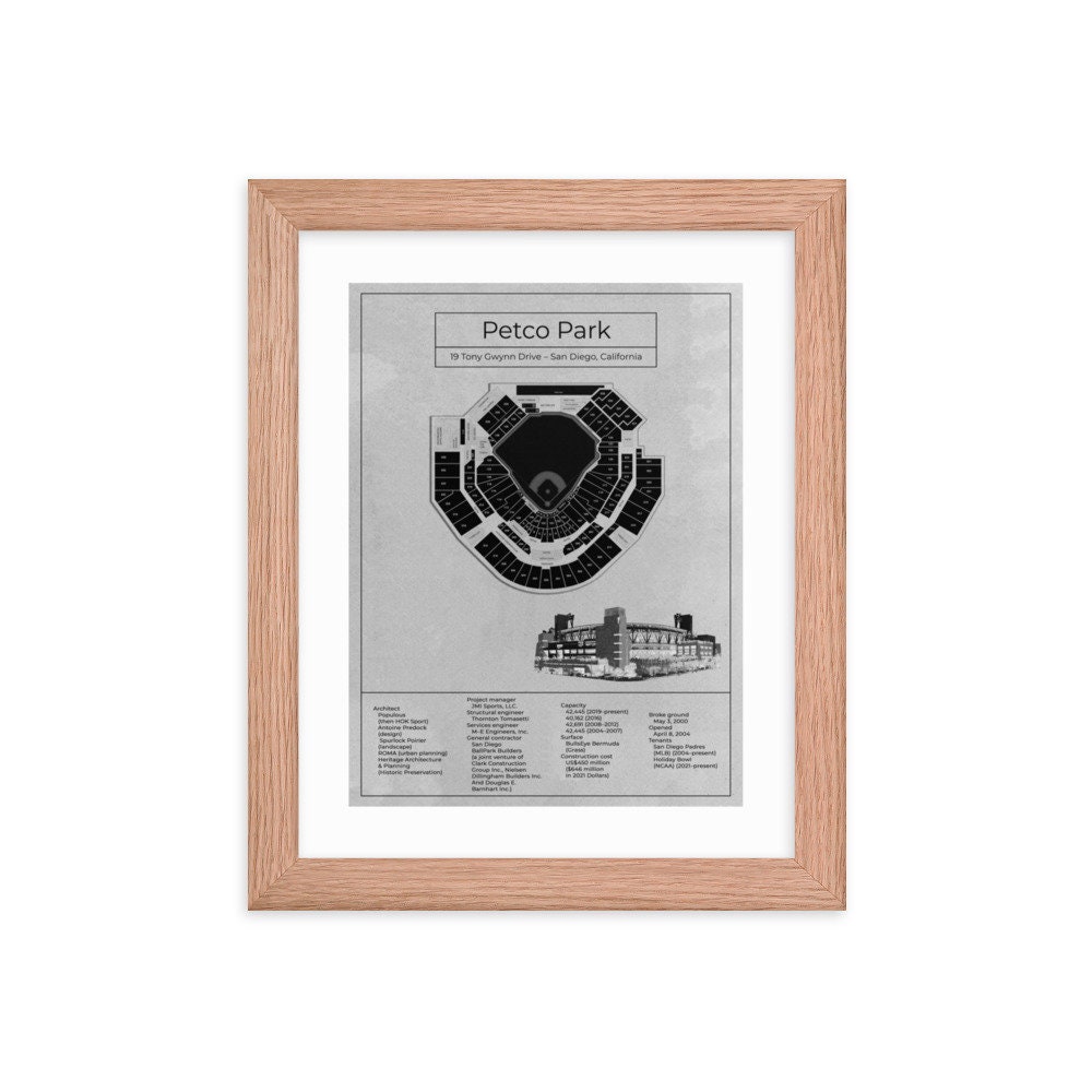 Poster Petco Park, Blueprint Art Print Vertical, White, Vintage Wall ...