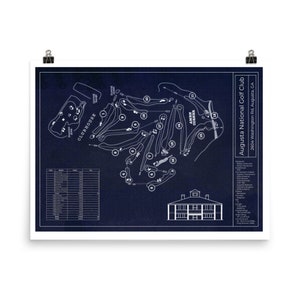 Poster Augusta National Golf Club - Blueprint Art Print Navy - Vintage Wall Art - IMPRIMIBLE - DIGITAL Descargar - Decoración minimalista - Regalo