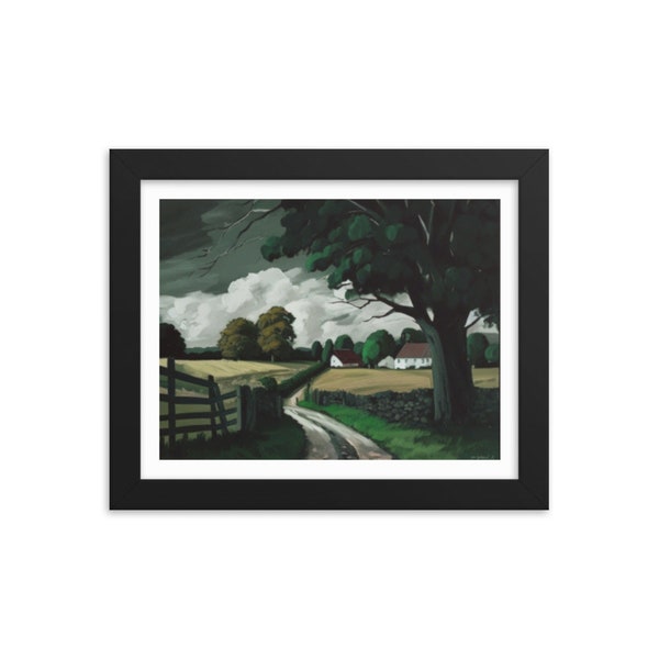Vintage Country Cottage Painting - Wall Art - Cotswolds England Landscape - Printable - Digital Downloadable - Art Print - McGee - Farmhouse