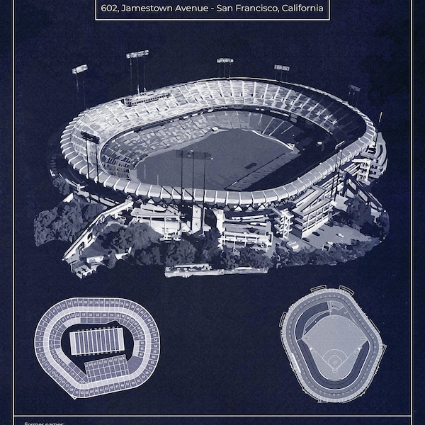 Poster Candlestick Park - Blueprint Art Print - Vertical - Football, Baseball Fans - Vintage Wall Art -  PRINTABLE - DIGITAL Download - Gift