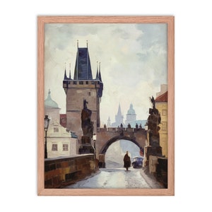 Charles Bridge Cityscape Painting - Prague Architecture - Vintage Wall Decor - PRINTABLE Art - Digital Downloadable - Wall Art
