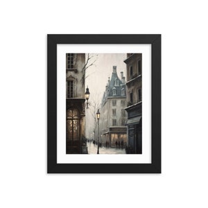 Vintage Dark Moody Paris Street Print - Neutral Architecture - Cityscape Painting -PRINTABLE - Digital French Art - Farm House - McGee Style