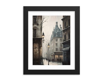 Vintage Dark Moody Paris Street Print - Neutral Architecture - Cityscape Painting -PRINTABLE - Digital French Art - Farm House - McGee Style