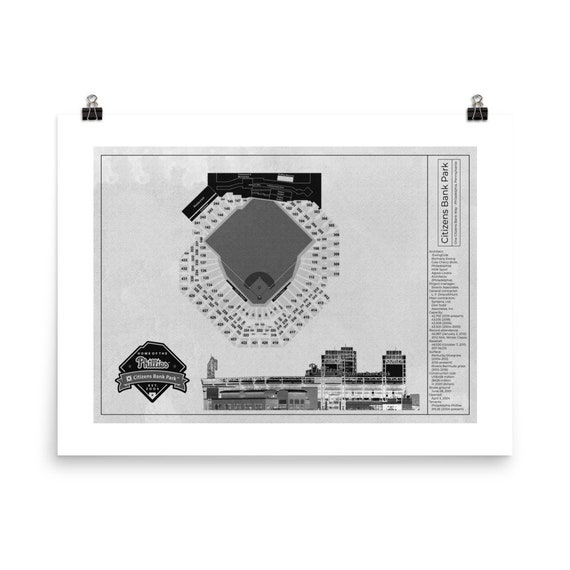 Poster Citizen Bank Park Blueprint Art Print White Etsy
