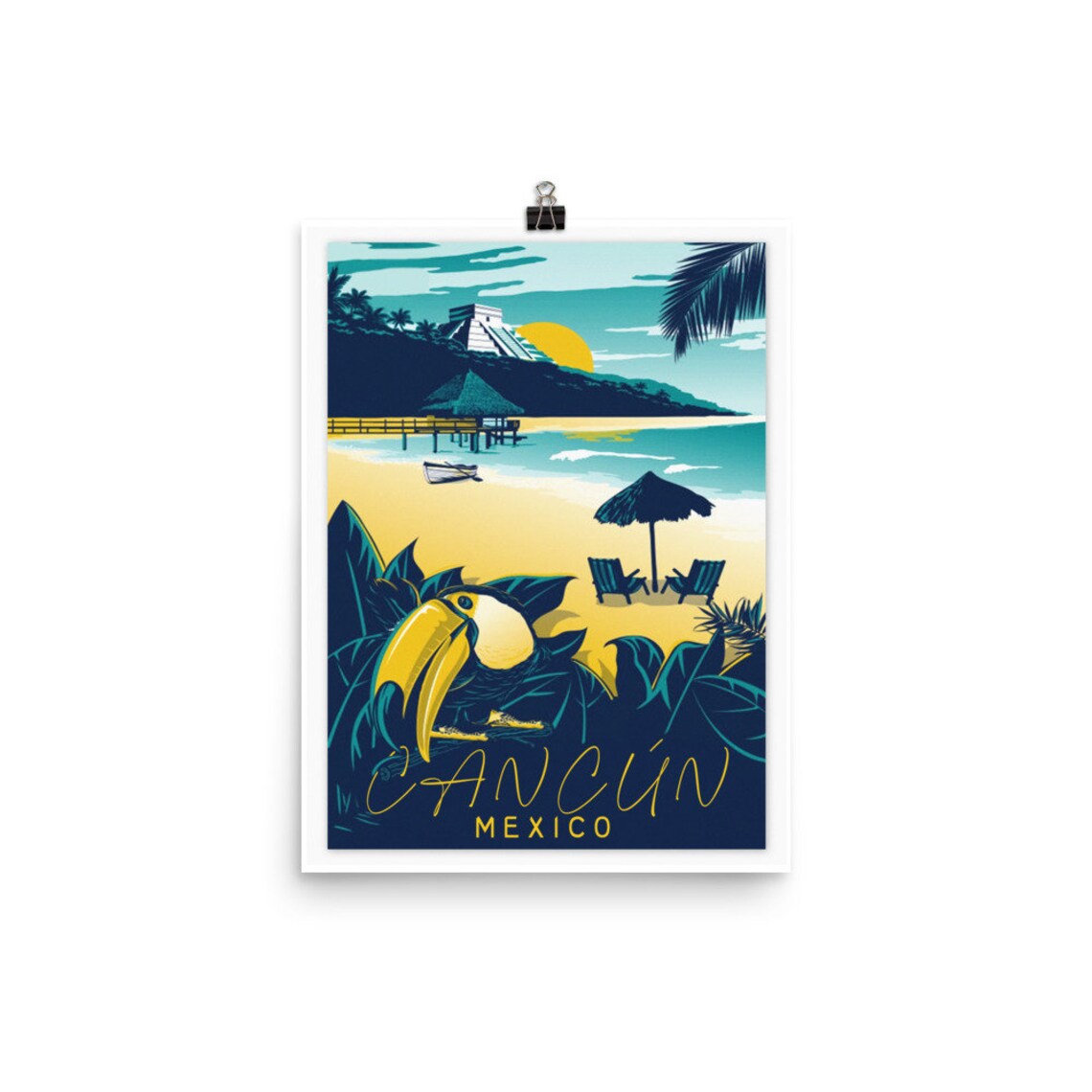Poster Cancun Mexico Wall Art Print Fun Art Retro Etsy