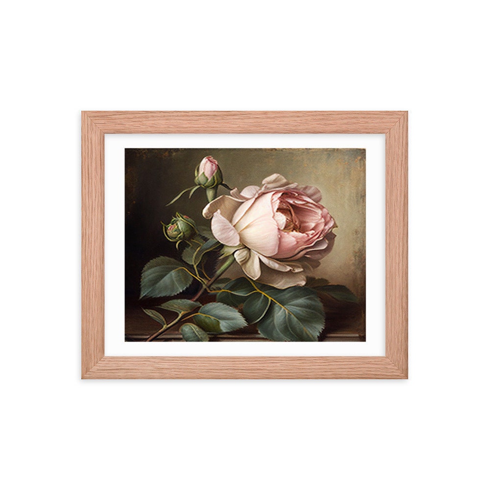 Moody Antique Rose Flowers Print - Floral Still Life Oil Painting ...