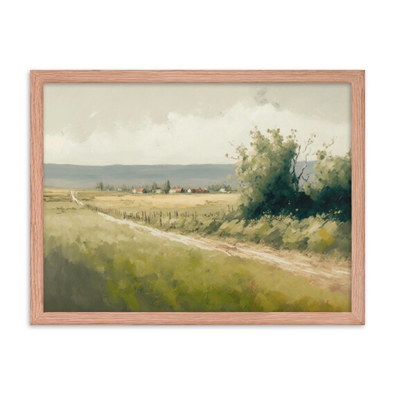 Village Countryside painting - Landscape - Vintage Painting - Wall Art - PRINTABLE - Downloadable - McGee Inspiration - Farmhouse decor