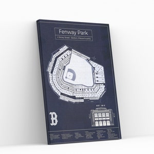 Poster Fenway Park Blueprint Art Print Navy Vertical Baseball - Boston Red Sox Fans - Vintage Wall Art - Gift - PRINTABLE - DIGITAL Download