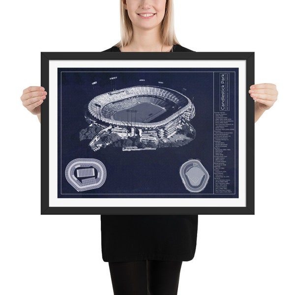 Poster Candlestick Park - Blueprint Art Print - Football, Baseball Fans - Vintage Wall Art -  PRINTABLE - DIGITAL Download - Gift