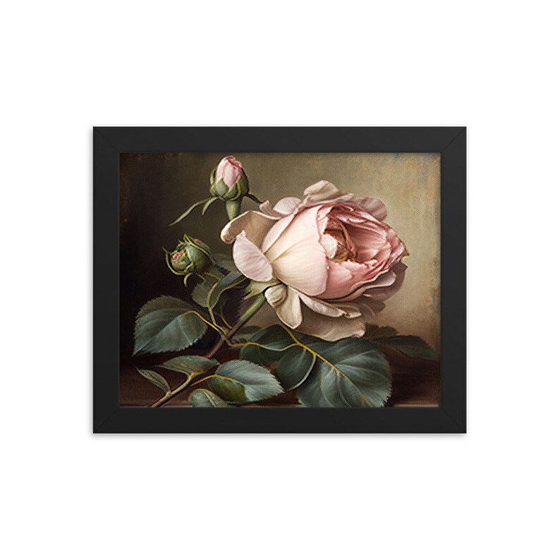 Moody Antique Rose Flowers Print - Floral Still Life Oil Painting ...