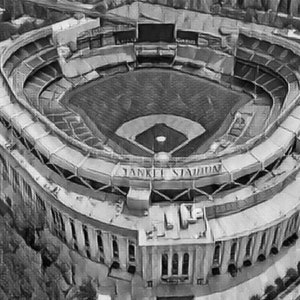 Yankee Stadium Print - NY Yankees Fans - Baseball - DRUCKBAR - Schwarz/ Weiß - Wandkunst - Vintage Farbe - Digitaler DOWNLOAD