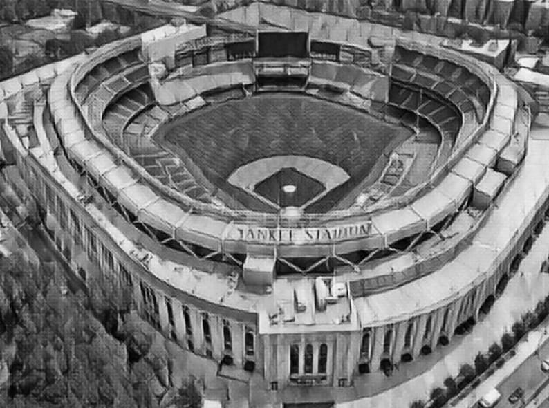 Yankee Stadium Print NY Yankees Fans Baseball PRINTABLE Black / White