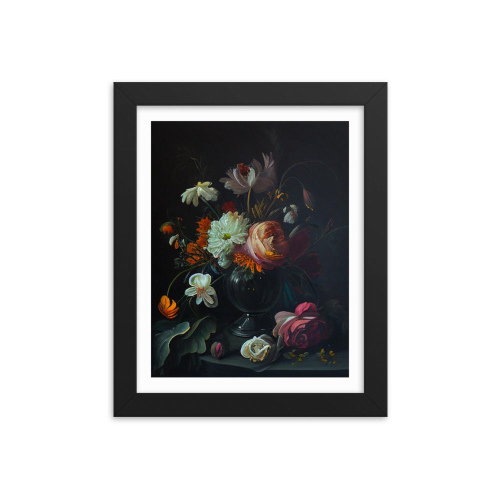 Moody Antique Flowers Print Floral Still Life Oil Painting - Etsy