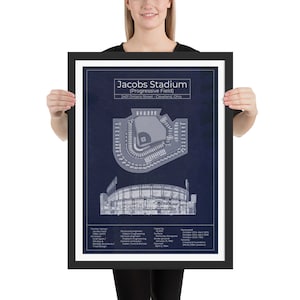 Poster Jacobs Field, Progressive Field, Blueprint Art Print Navy, Cleveland Indianer, Baseball, Vintage Wandkunst, PRINTABLE, Digitaler Download