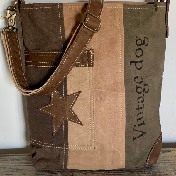 Vintage Dog/Star upcycled crossbody