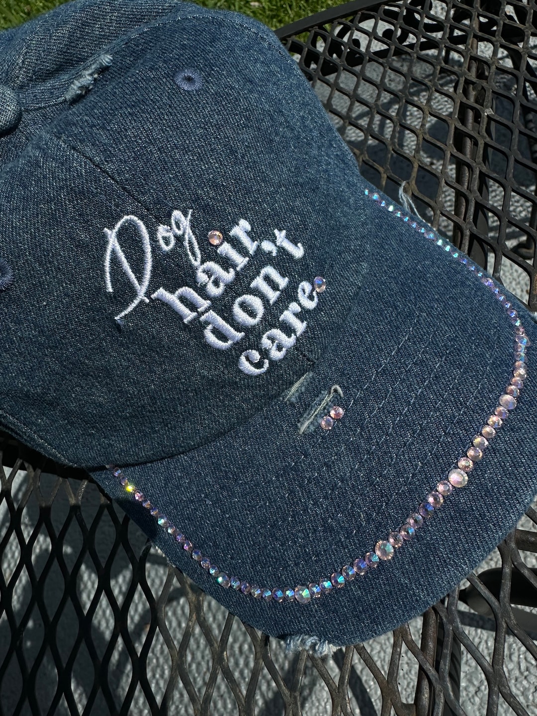 Dog Hair Do Not Care - Personalized Custom Vintage Washed Denim Cap