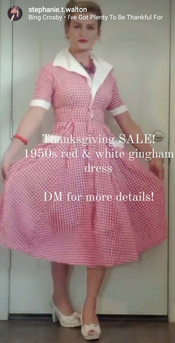 Vintage 1950s Red Gingham HouseDress Billy Dee of 