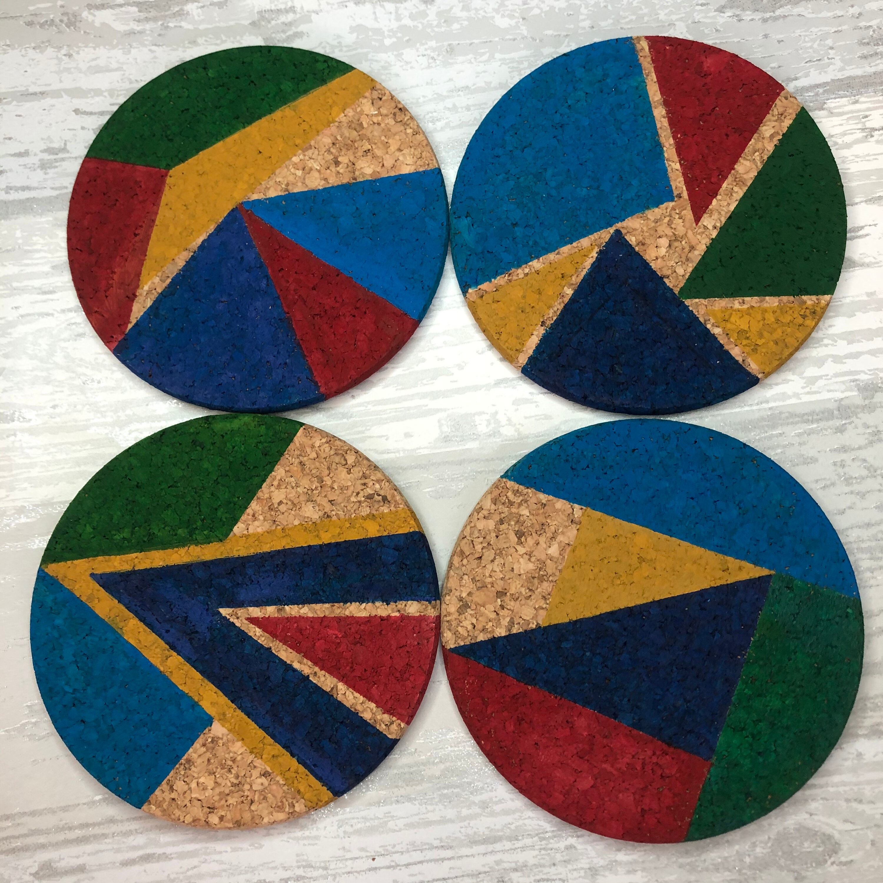Custom Hand Painted Cork Coasters Set of 4 Etsy