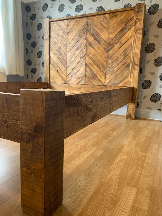 Chevron wood 2024 bed frame