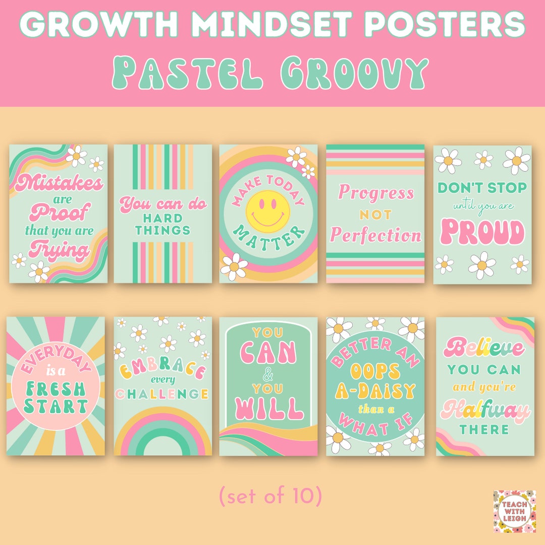 Growth Mindset Classroom Poster Set of 10, Education, Positive Posters ...