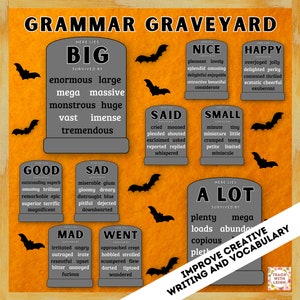 Synonym Overused Words Poster, Synonym Poster Set, Grammar Posters, Halloween Grammar Set of 10, English Posters, Halloween, Home school