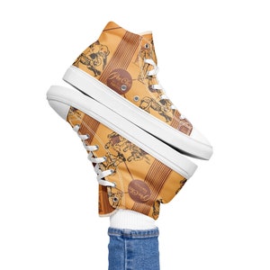 Retro Classics Yellow Vintage All Over Print Women’s Top Canvas Shoes, High Quality Shoes for Women, Female Breathable Light Sneakers