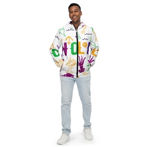 NOLA Pattern Mardi Gras Parade New Orleans Carnival Funny Party Windbreaker