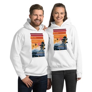 Mountain View Graphic Hoodie: Unisex Hiking Outdoors Sweatshirt