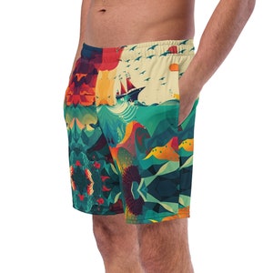 Vibrant Colorful Cool Swim Designer Shorts Summer Beachwear Men&#39;s Swimmer Trunks