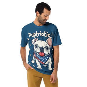 Puptriotic 4th of July Men's t-shirt, Dog Dad Tee, Patriotic Dog Lover Shirt