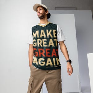 Basketbalshirt Trump vs. Musk, MAGA vs. Mars, make Great Again – gerecyclede uniseks Trump vs. Musk Political Fun-merchandise