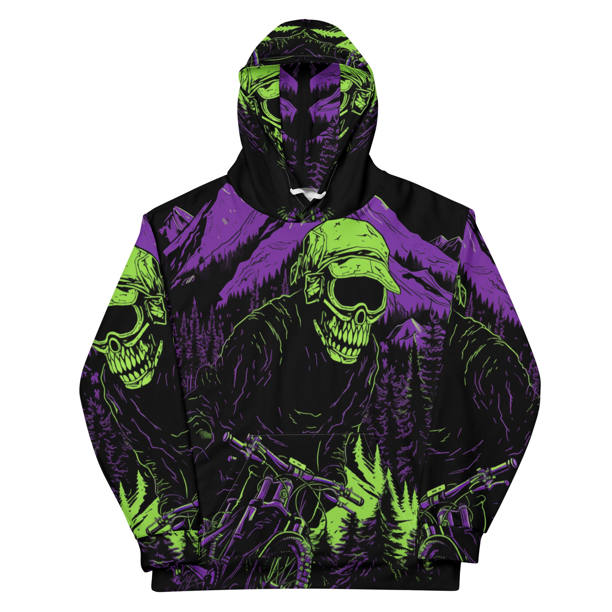 Pattern Print Bicycle Men Women Pullover Hoodie