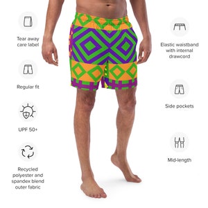 Clothideus Designer Cool Swim shorts Summer Beachwear Colorful Vibes Pattern Designed Men&#39;s Long Swim Trunks