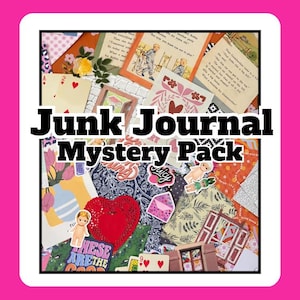 Junk Journal Art Scrap Supply Kit - Starter -  Mystery Assorted Ephemera Stickers Paper Bundle - Mixed Media Vintage - gift - Girly - Art