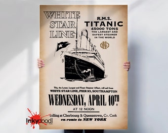 Titanic print , RMS Titanic , White Star Line Poster print - UNFRAMED ART