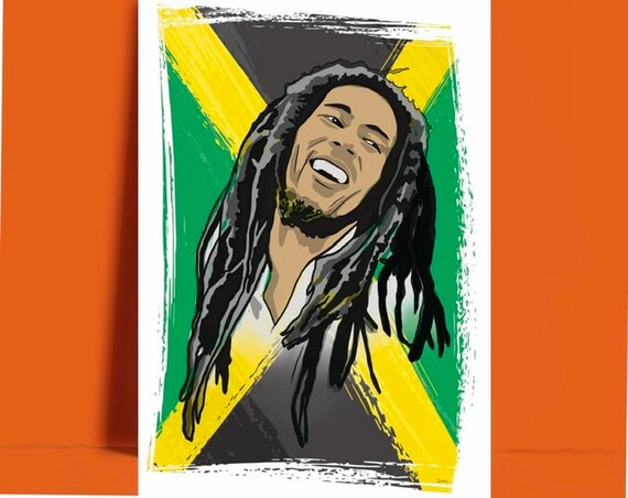 Bob Marley Jamaican Flag Art Print Unframed Art Celebrity Etsy Canada Bob Marley Jamaican Flag Art Print Unframed Art Celebrity Etsy Canada