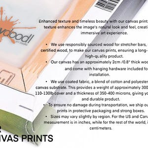 The image is a promotional material for Inkydoodle canvas prints, highlighting the enhanced texture and timeless beauty of their canvas prints.