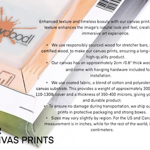The image is a promotional material for Inkydoodle canvas prints, highlighting the enhanced texture and timeless beauty of their canvas prints.