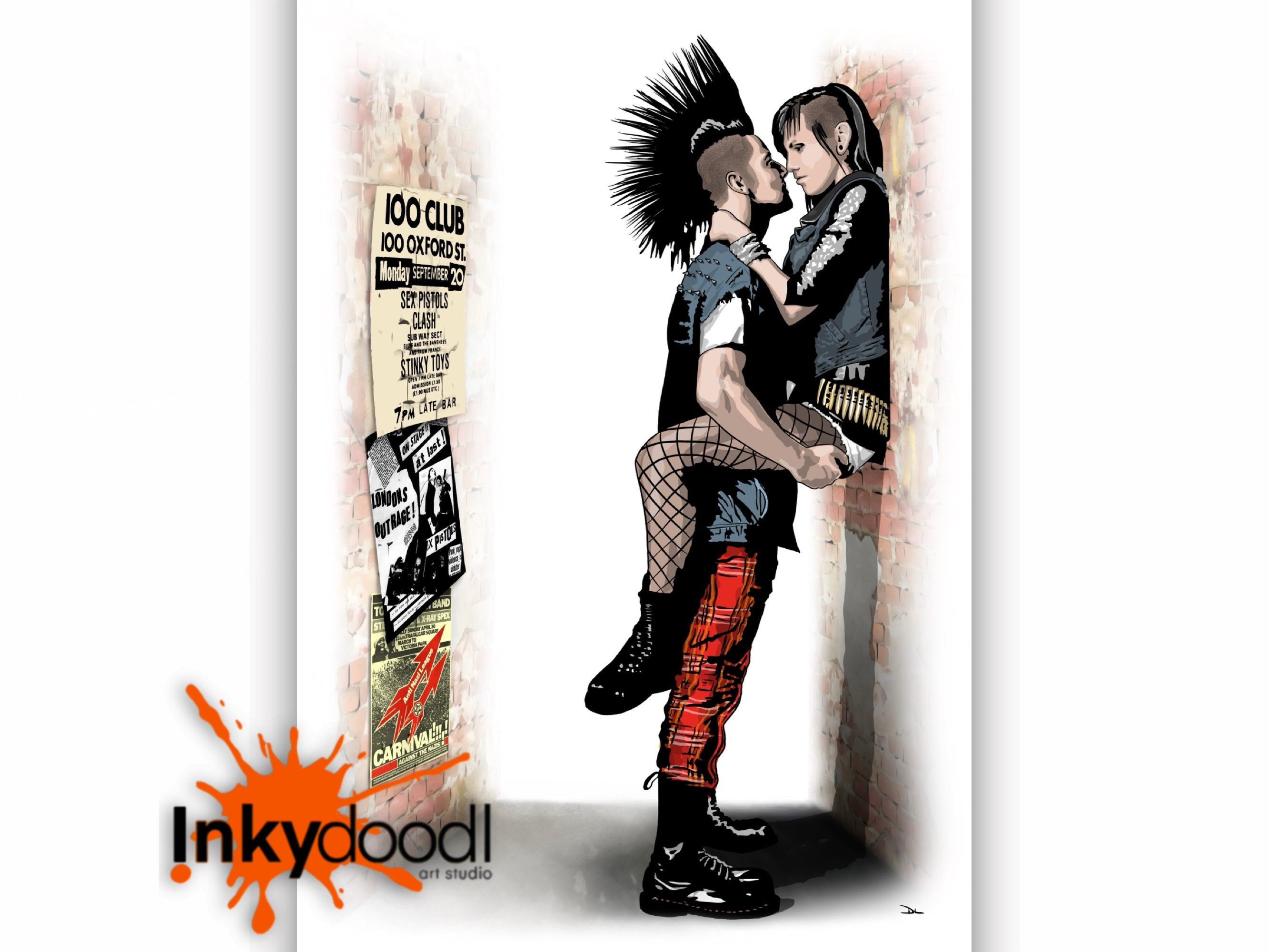 Punk Couple Art Print – Urban Wall Art Featuring Mohawk