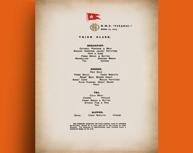 RMS Titanic Menu Print Unframed Poster Prints - Etsy