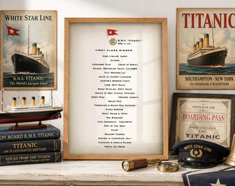 Vintage 1912 Final Titanic 3rd Class Breakfast Menu Digital