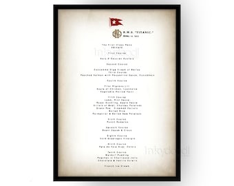 Titanic First Class Menu Print: RMS Liner Art
